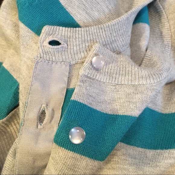 Lyn Blue and Gray Striped Sweater Cardigan - Picture 4 of 6